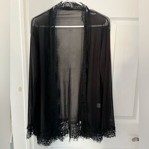 Chic Black Sheer Lace Robe